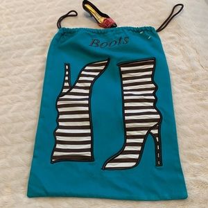 HENRI BENDEL turquoise “boots”design on front travel bag /EUC no tags/